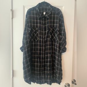 Sanctuary Boyfriend Plaid Snap Tunic in Black Size 3X